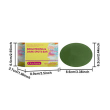 OceAura Daily Brightening Body Soap bar with product dimensions on white background.