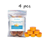 OceAura Lemon Turmeric Brightening Soap Bar four-pack display for daily face and body brightening.