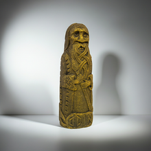 Odin Norse god volcanic stone statue for pagan altar decor, spiritual display, and mythology-inspired decorating.