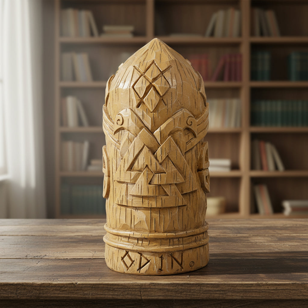 Odin polyresin statue collectible figure for shelf decor, Viking-themed display, and mythological collection use.