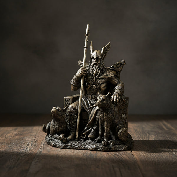 Odin the All-Father statue figurine for Norse mythology decor, altar display, and spiritual use.