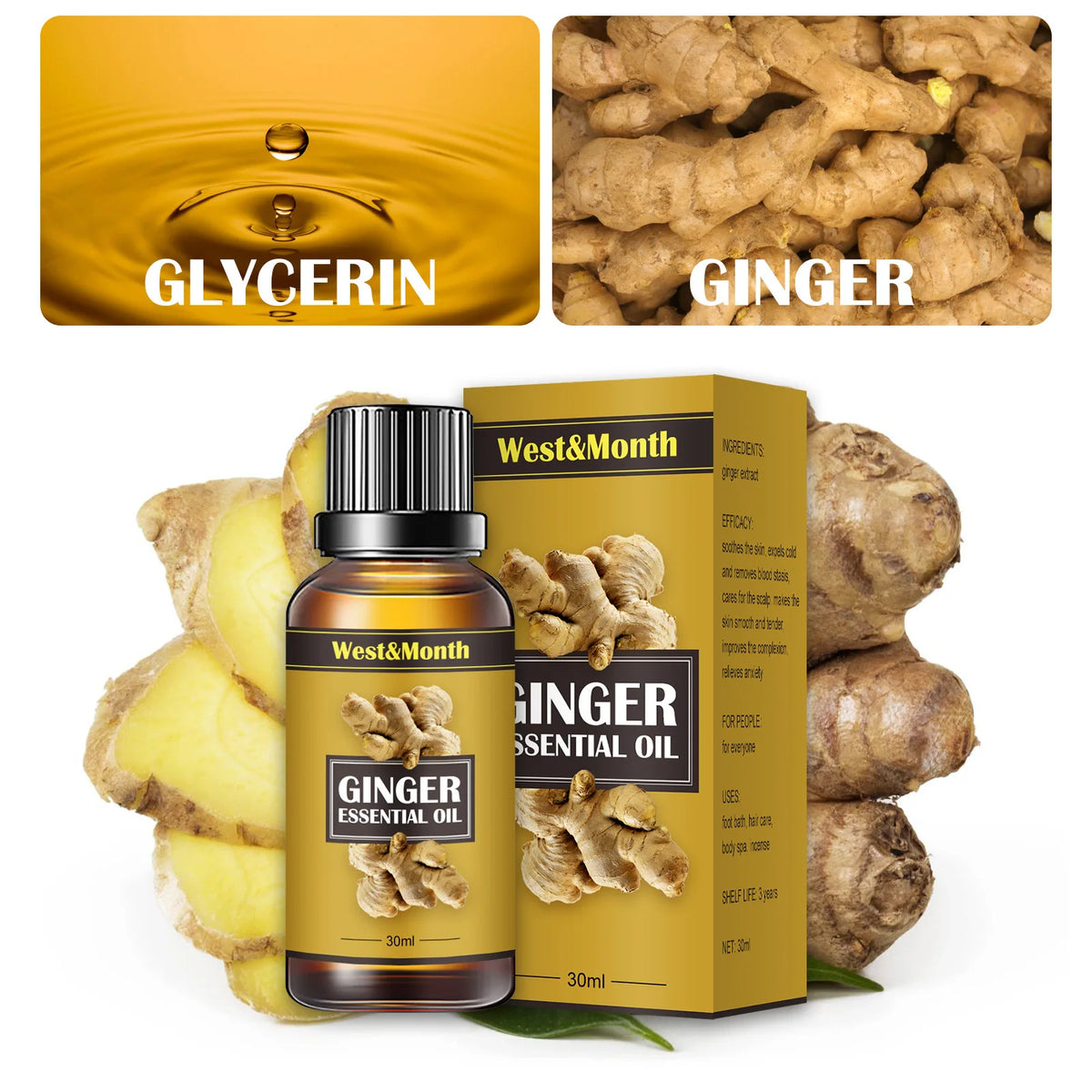 Ginger Warming Slimming Massage Oil daily slimming oil for post-workout recovery, bloating relief, and targeted body toning.