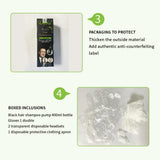 Okeny's Black Dyed Herbal Shampoo 400ml packaging details and product contents on white background.