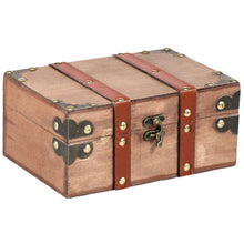Old world pirate treasure box with vintage look for storing treasures, desk accessories, and nautical decor accents.