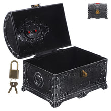 Old world wooden treasure chest box for keeping souvenirs, jewelry, and treasured personal belongings.