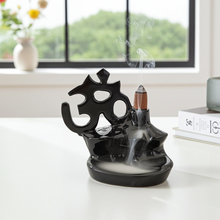 OM Backflow Cone Burner ceramic incense holder for burning backflow incense cones, meditation, and relaxation.