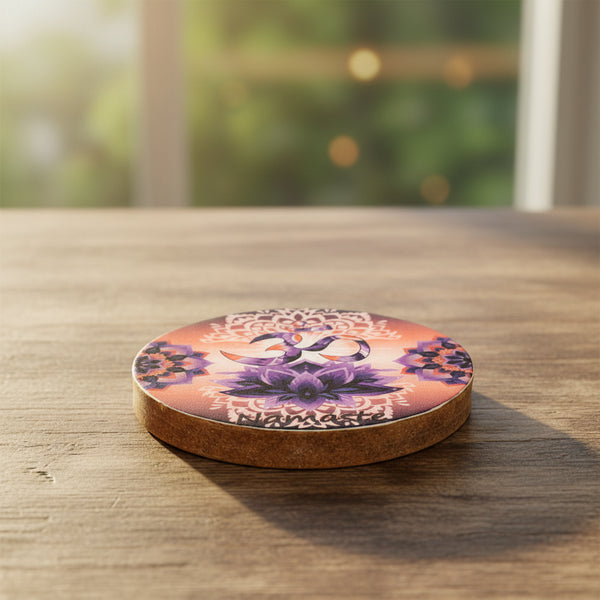 Om Namaste Wooden Coasters for tabletop protection, spiritual décor, and everyday use.