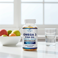Omega-3 DHA EPA Fish Oil softgel supplement for promoting heart health, memory support, and daily wellness.