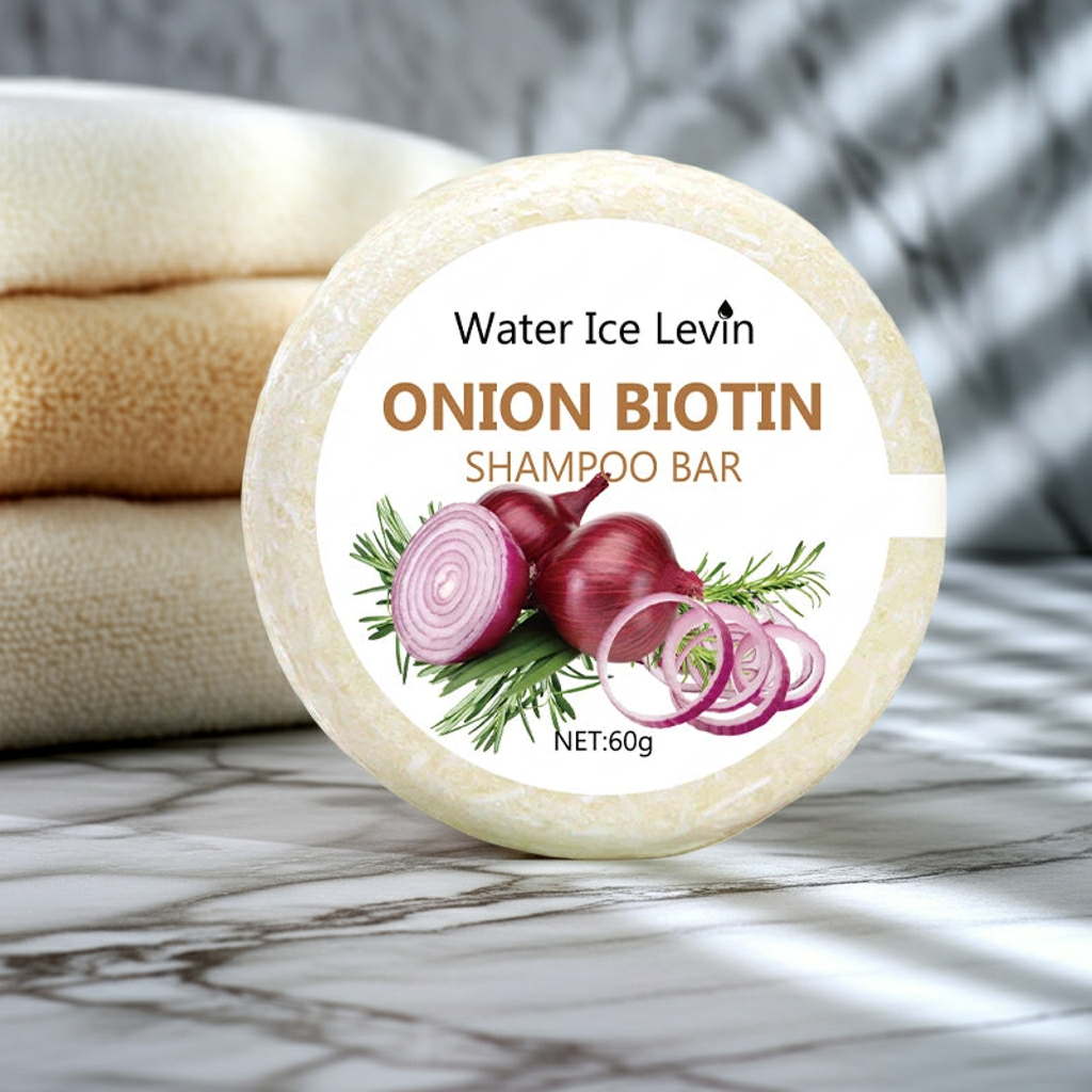 Onion & Biotin Shampoo Soap hair cleansing bar for washing the scalp, refreshing hair, and everyday use.