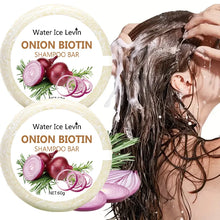 Onion & Biotin natural shampoo bar for washing hair, keeping the scalp fresh, and everyday cleansing.