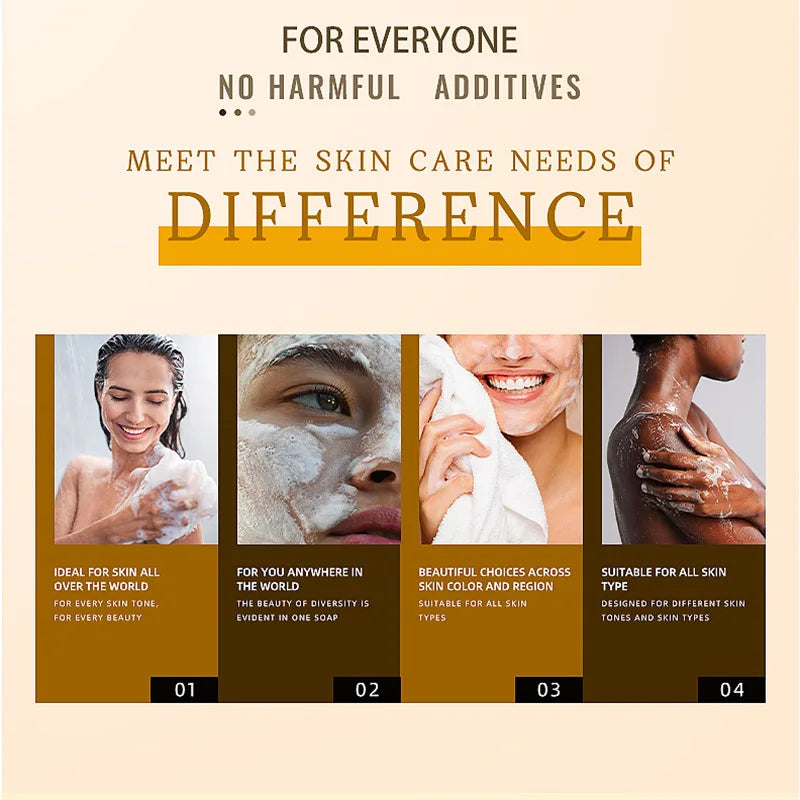 ONNYJOY Turmeric & Kojic Acid Whitening Soap skin brightening results and usage advertisement.