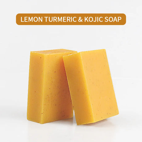 ONNYJOY Turmeric & Kojic Acid Whitening Soap two bars labeled for daily brightening cleansing.