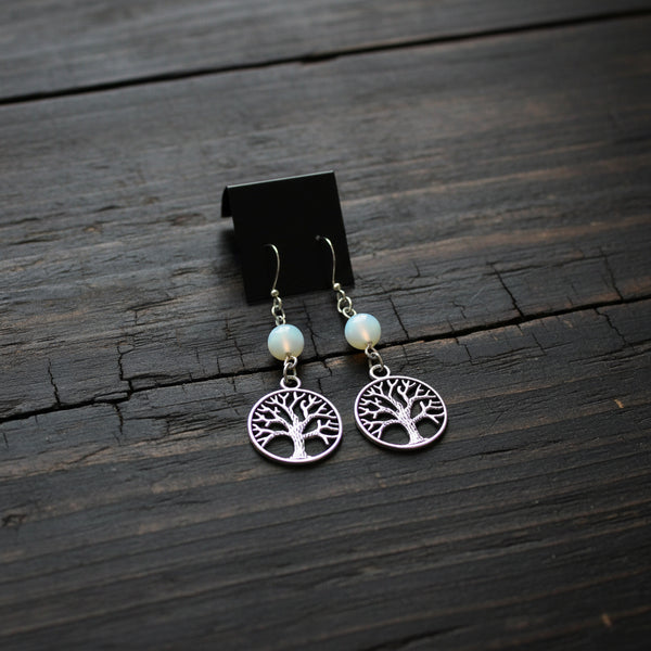 Opalite Tree of Life earrings for symbolic jewelry, everyday wear, and gift giving.