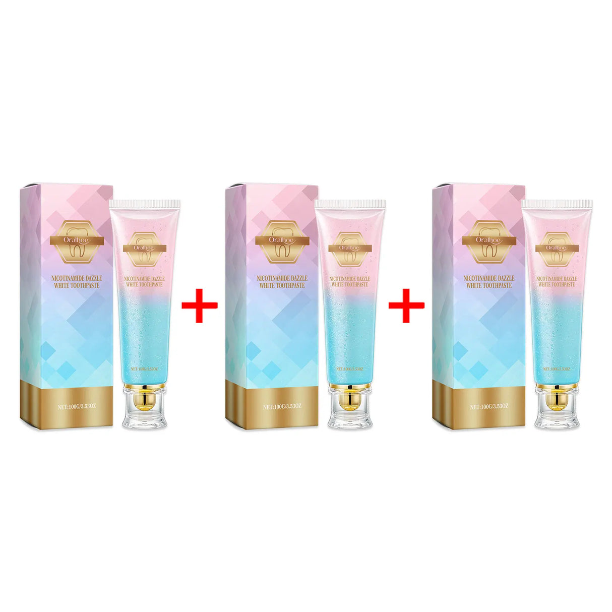 Oralhoe Nicotinamide Teeth Brightening Toothpaste 100g complete set for travel and everyday oral care.