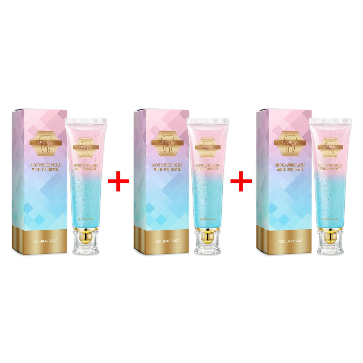 Oralhoe Nicotinamide Teeth Brightening Toothpaste 100g complete set for travel and everyday oral care.