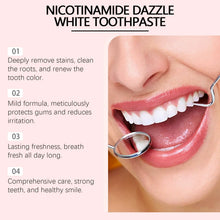 Oralhoe Nicotinamide Teeth Brightening Toothpaste formula for whitening, cleaning, and oral hygiene.