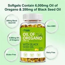 Oregano and Black Seed Oil softgels supplement for wellness support and everyday herbal wellness use.