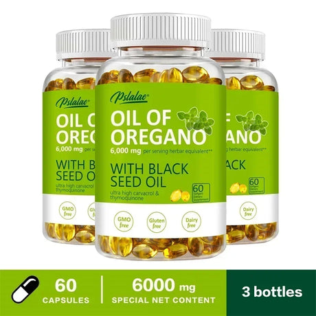 Oregano Oil Black Seed softgels natural herbal formula for daily wellness support and nutritional supplement use.