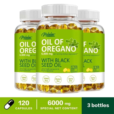 Oregano Oil with Black Seed Oil softgel supplement for routine immune support and daily herbal use.