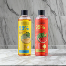 Organic Fruit Infusion Shower Gel bottle for hydrating body cleansing, soft skin care, and daily bathing use.