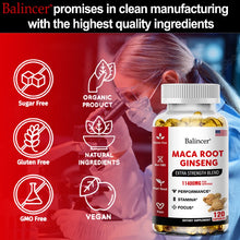 Organic Maca Root Ginseng Capsules bottle for herbal energy and vitality support, active lifestyle care, and routine supplement use.