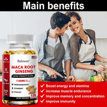 Organic Maca Root Ginseng Capsules bottle for natural vitality support, routine wellness, and daily capsule use.