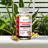 Organic Maca Root Ginseng Capsules bottle for vitality and stamina support, active wellness, and routine supplement use.