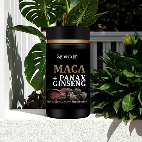 Organic Maca Root Tablets bottle for endurance and vitality support, active wellness, and regular tablet use.