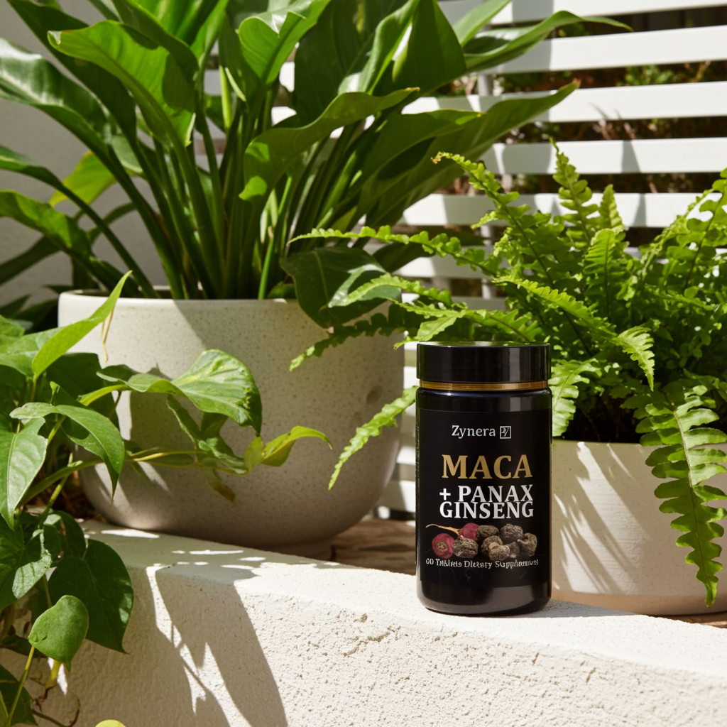 Organic Maca Root Tablets bottle for herbal vitality support, energy maintenance, and everyday wellness use.