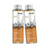 Organic Moroccan Argan Oil two cold-pressed bottles for hair, skin, and scalp nourishment.