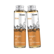 Organic Moroccan Argan Oil two cold-pressed bottles for hair, skin, and scalp nourishment.