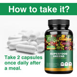 Organic Superfood Greens Capsules bottle for daily detox support, internal cleansing, and convenient superfood supplementation.