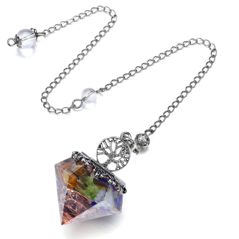 Orgone Aquamarine Crystal Pendulum for dowsing, divination, and energy work.