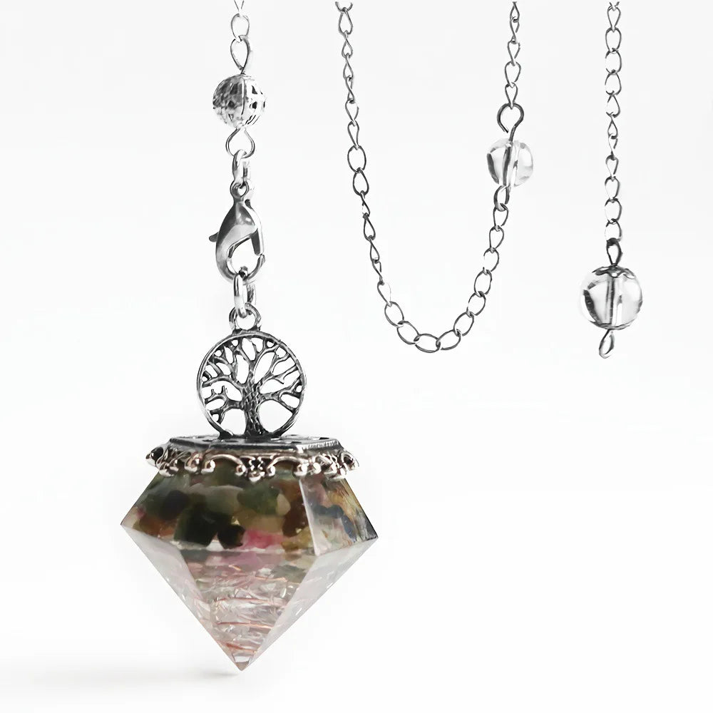 Orgone Aquamarine Crystal Pendulum for dowsing, divination, and energy work.