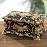 Ornate retro European jewelry box metal container for organizing fine jewelry and decorative keepsakes.
