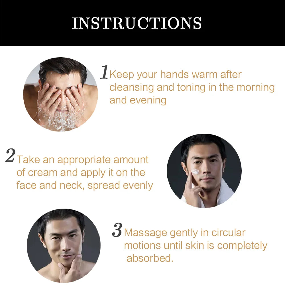 OUHOE Men's firming moisturizing face cream for hydrating dry skin, supporting elasticity, and daily skincare routine use.