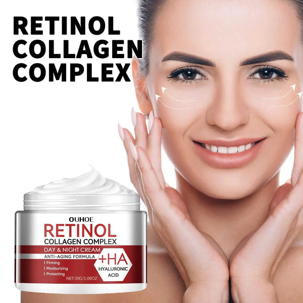 OUHOE Retinol Collagen Face Cream day and night moisturizing cream for reducing fine lines, improving firmness, and daily facial hydration.