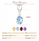 Oval gemstone pendant in 925 Sterling Silver for elegant daily wear, birthstone jewelry styling, and anniversary or birthday gifts.