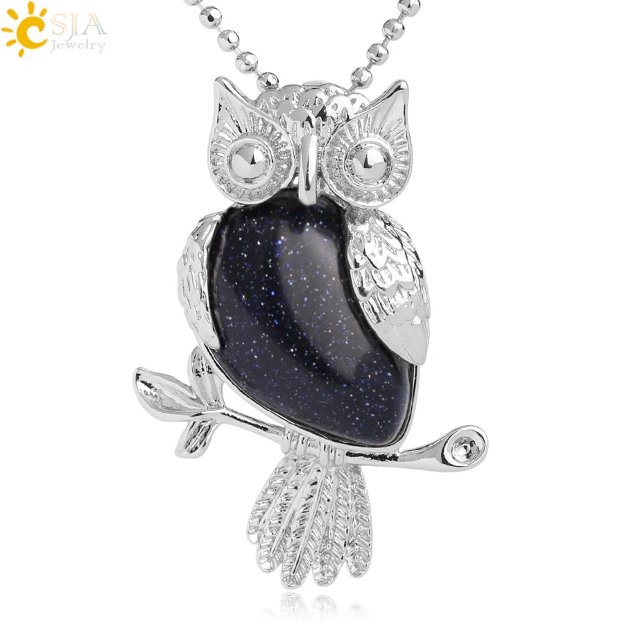 Owl natural stone jewelry pendant necklace for daily accessorizing, nature-inspired fashion, and gift giving.