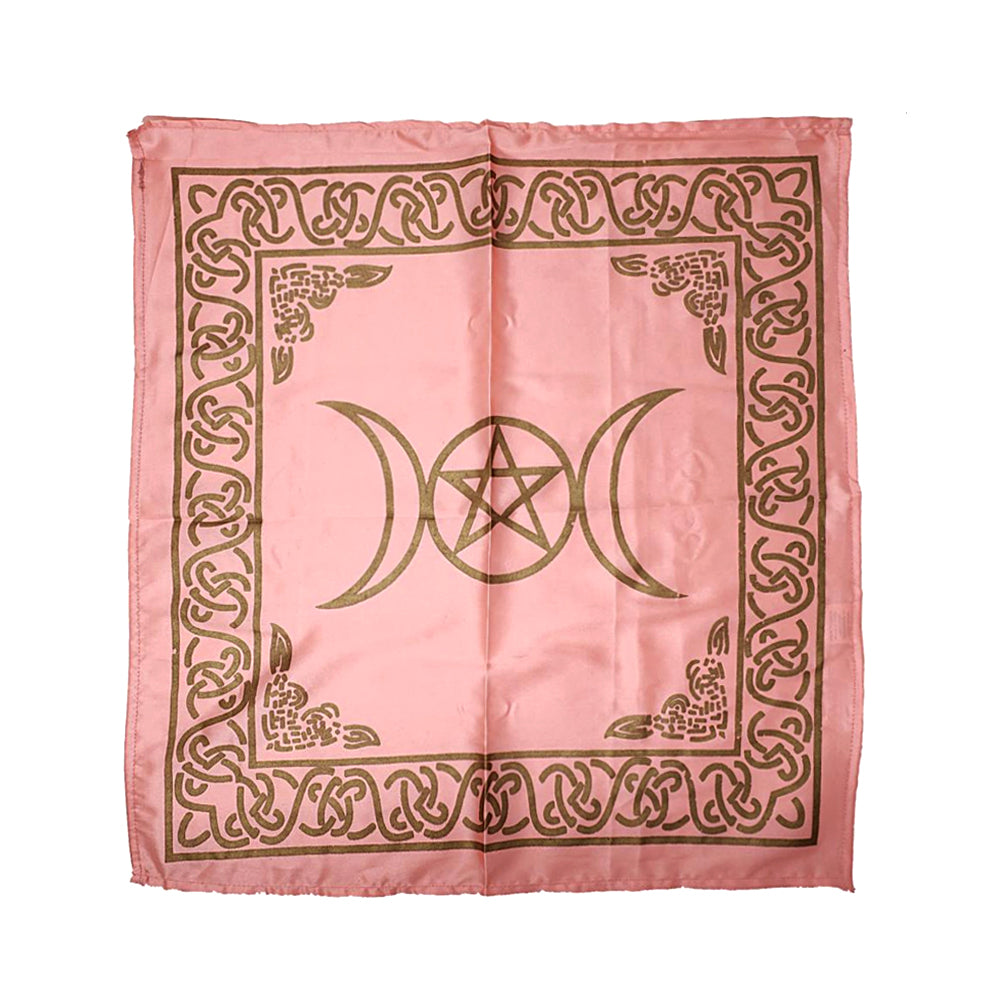 Pagan Triple Moon Pentacle altar cloth for altar covering, moon ritual use, and spiritual ceremonies.