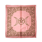 Pagan Triple Moon Pentacle altar cloth for altar covering, moon ritual use, and spiritual ceremonies.