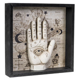 Palmistry wall plaque shown at an angle, decorative wall art for fortune-telling themed spaces.
