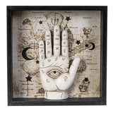Palmistry wall plaque front view, decorative wall art for divination-themed decor.
