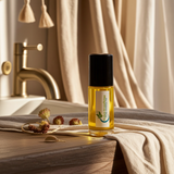 Palo Santo Body Oil bottle for aromatherapy massage, skin softening, and calming body care.
