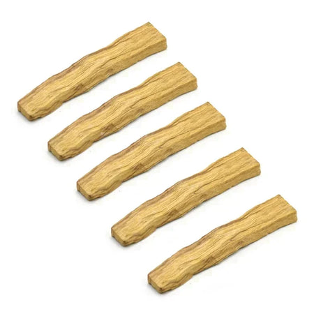 Five Palo Santo Holy Wood Natural Incense Sticks ready for meditation, yoga, and daily cleansing.
