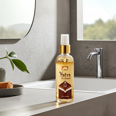 Parimal Yatra air freshener in a 100ml bottle shown for refreshing indoor spaces and home fragrance.