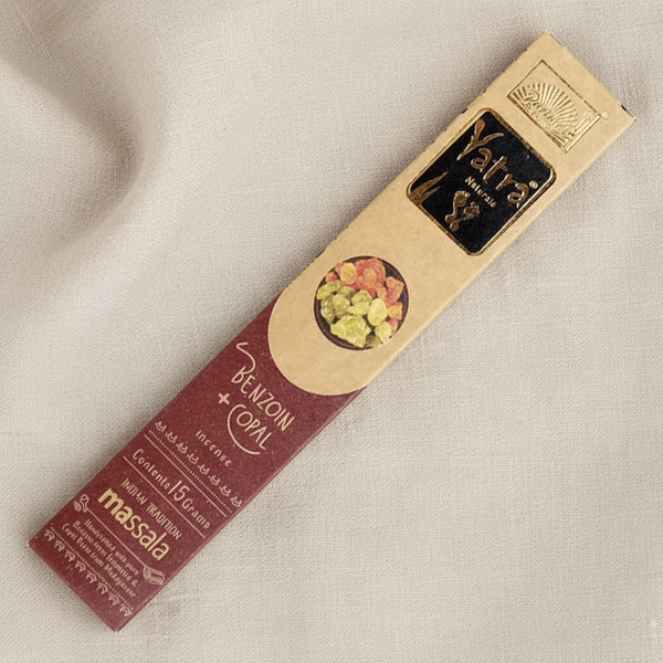Parimal Yatra Benzoin and Copal Natural Incense Sticks charcoal-free for meditation and spiritual cleansing.
