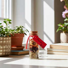Passion pocket spellbottle charm bottle for carrying in a bag, love drawing, and relationship intention work.