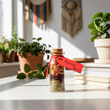 Passion pocket spellbottle glass bottle for love attraction, passion work, and romantic spell use.