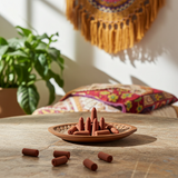 Sree Vani Golden India Patchouli backflow incense cones for aromatherapy, incense burners, and calming spaces.